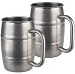 APS Cocktailglas, 2-tlg., Edelstahl, 2-er Set Bierkrug Edelstahlbecher Humpen