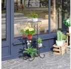 Outsunny Pflanzentreppe Blumenst&auml;nder Blumenregal aus Metall 4-Ebenen f&uuml;r...
