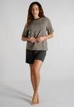 Shorty TOM TAILOR, Damen, Gr. 36, grau (braun, mittel, allover), Single Jersey,