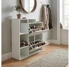 FINEBUY Schuhschrank FB113246 Schuhkipper 2 F&auml;cher Wei&szlig; 12 Paar Schuhe...