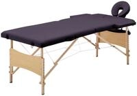 vidaXL Massageliege Massageliege Klappbar 2-Zonen mit Holzgestell Lila