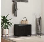 vidaXL Sitzbank, Flurbank mit Kissen Schwarz Eichen-Optik 60 x 38 x 46 cm