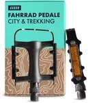 AARON Fahrradpedale Tour Pedale mit Reflektoren Aluminium Schwarz 9/16 Zoll Fahrrad