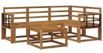 vidaXL Gartenlounge-Set Outdoor-Sofagarnitur 5 stk. Natur Massivholz, (5-tlg)