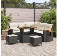 vidaXL Gartensofa, Garten-Sofa-Set mit Kissen 8 pcs Schwarz und Creme