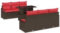 vidaXL Gartenlounge-Set Gartensofa-set 7 stk. Braun Poly Rattan, (7-tlg)