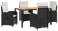 vidaXL Gartenlounge-Set Outdoortisch-Set 5 stk. Schwarz und Cremewei&szlig;, (5-tlg)