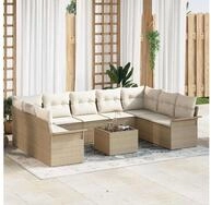 vidaXL Gartensofa, Gartensofa-set mit Speicher 10 pcs Braun Poly-Rattan