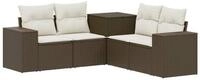 vidaXL Gartensofa Sofa Set 5 stk. Braun und Creme Wei&szlig; Polyrattan und Stahl, 5...