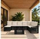 vidaXL Gartenlounge-Set vidaXL Gartensofa-set 9 stk. Schwarz und Cremewei&szlig;
