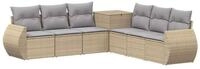 vidaXL Gartensofa Sofa Set 7 stk. Beige und Hellgrau Polyrattan und Stahl, 7...