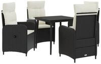 vidaXL Garten-Essgruppe Sofa-Tischset 5 stk. Schwarz und Cremewei&szlig;, (5-tlg)