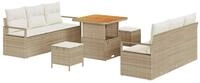 vidaXL Gartenlounge-Set Garten-Sofa-Set 9 stk. Beige Poly Rattan, (9-tlg)