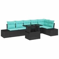 vidaXL Loungesofa Gartensofa-set 7 stk. 6-Sitzanzahl Schwarz und Blau...