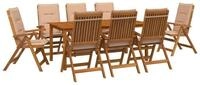 vidaXL Garten-Essgruppe 9-teilige Garten-Essgruppe 8-Sitzer Natur Massivholz