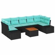 vidaXL Gartenlounge-Set Gartensofa-set 8 stk. Schwarz Poly-Rattan, (8-tlg)