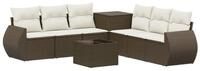 vidaXL Gartensofa Sofa Set 8 stk. Braun und Creme Wei&szlig; Polyrattan und Stahl, 8...