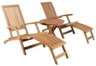 MR.DEKO Gartenliege Teak &ndash; Deckchair Yacht & Tisch Burton, klappbar, 1x