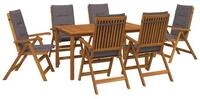 vidaXL Gartenlounge-Set 7-teiliges Garten Essset Natur Massivholz