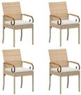 vidaXL Gartenstuhl Gartenst&uuml;hle 4 stk. Beige und Cremewei&szlig; Poly-Rattan und (4...