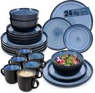 S&Auml;NGER Tafelservice Aruba Geschirrset (24-tlg), 6 Personen, Steingut, blau mit