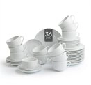 Home4You Kaffeeservice, Wei&szlig;, Unifarben, Mikrowellengeeignet, (36-tlg), 36...