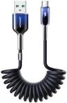 JOYROOM Crystal-Clear USB-Kabel, USB-A, USB-C (150 cm), Spiralkabel 3A...