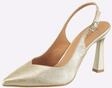 Slingpumps HEINE, Damen, Gr. 37, goldfarben, Textil, Schuhe Slingpumps