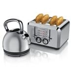 Arendo Fr&uuml;hst&uuml;cks-Set Edelstahl Wasserkocher 1,7l, 4-Scheiben Kurzschlitz...