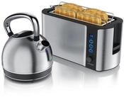 Arendo Fr&uuml;hst&uuml;cks-Set Edelstahl Wasserkocher 1,7l, 4-Scheiben Langschlitz...