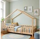 en.casa Kinderbett (Bett und Matratze), &raquo;Treviolo&laquo; mit Matratze Montessori Natur