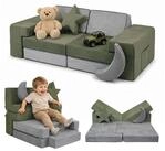 relaxdays Kindersofa 10-tlg. Kinder Spielsofa modular, 10 Teile, gr&uuml;n