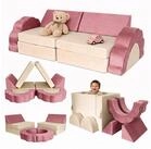 relaxdays Kindersofa 10-tlg. Kinder Spielsofa modular, 10 Teile, Pink
