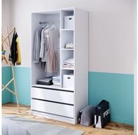 Vicco Kleiderschrank Elmo, Wei&szlig;, 100 x 200 cm mit 2 Schubladen (1-St)