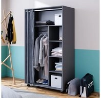 Vicco Kleiderschrank Doros, Grau, 100 x 168 cm mit Rollen (1-St) mit...