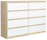 Masseno Kommode NUDO 120 cm Sideboard mit 8 Schubladen Eiche Sonoma