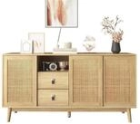 LuxusKollektion Sideboard Kommode 155cm Rattan 3 Schiebet&uuml;ren 2 Schubladen...