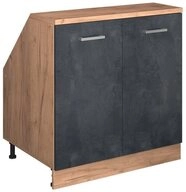 Vicco Kommode Rion, Schwarz Beton/Goldkraft Eiche, 80 x 81.6 cm mit 2 T&uuml;ren,...