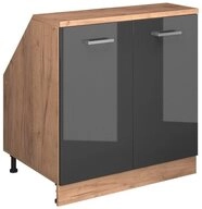 Vicco Kommode Rion, Anthrazit Hochglanz/Goldkraft Eiche, 80 x 81.6 cm mit 2...