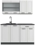 Vicco K&uuml;chenzeile R-Line, Wei&szlig; Landhaus/Anthrazit, 140 cm, AP Anthrazit