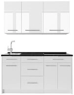 Vicco K&uuml;chenzeile Fame-Line, Wei&szlig; Hochglanz/Wei&szlig;, 150 cm, AP Anthrazit