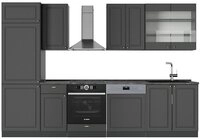 Vicco K&uuml;chenzeile Fame-Line, Anthrazit-Gold Landhaus/Anthrazit, 300 cm ohne