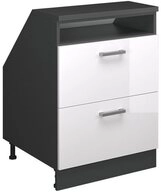Vicco Kommode Rion, Wei&szlig; Hochglanz/Anthrazit, 60 x 81.6 cm mit 2 Schubladen,...