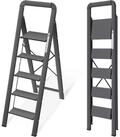 LuxusKollektion Trittleiter Stufenleiter 5 Stufen klappbar Handlauf Aluminium...