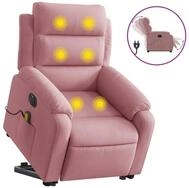 vidaXL Sessel Massagesessel mit Aufstehhilfe Elektrisch Rosa Samt (1-St)