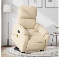 vidaXL Sessel vidaXL Massagesessel mit Aufstehhilfe Creme Mikrofasergewebe