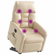 vidaXL Sessel Massagesessel Aufstehhilfe Elektrisch Beige Mikrofasergewebe...