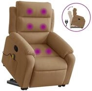 vidaXL Sessel Massagesessel mit Aufstehhilfe Braun Samt (1-St)