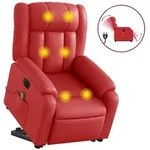 vidaXL Sessel Massagesessel mit Aufstehhilfe Elektrisch Rot Kunstleder (1-St)