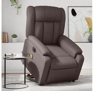 vidaXL Sessel vidaXL Massagesessel mit Aufstehhilfe Elektrisch Braun Kunstleder